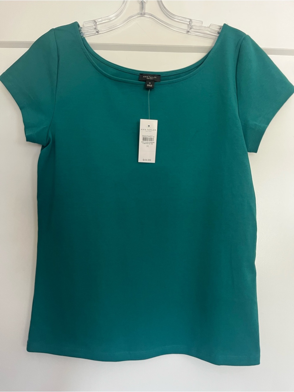 NWT Ann Taylor Factory Teal Green Scoop Neck Cap Sleeve Blouse Top - Medium